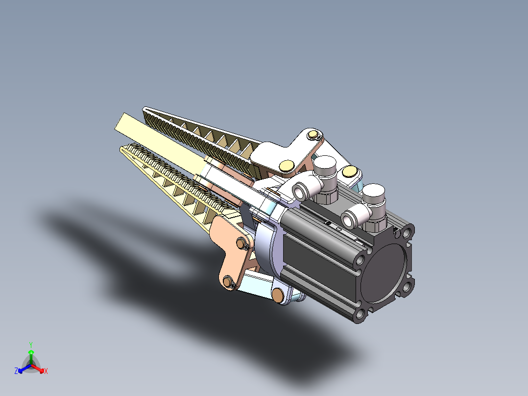气缸式柔性夹爪sw13可编辑正等轴测图