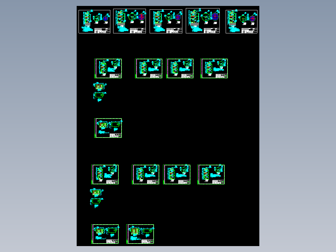 多种处理量酸雾废气喷淋塔CAD图纸洗涤塔结构示意图三视图cad图纸cad