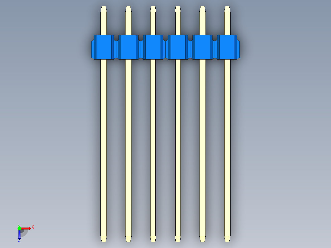 彩色公头100mil（2.54mm）系列-DS1021_blue_3x06p_100mil_Type19_rev1.0俯视图