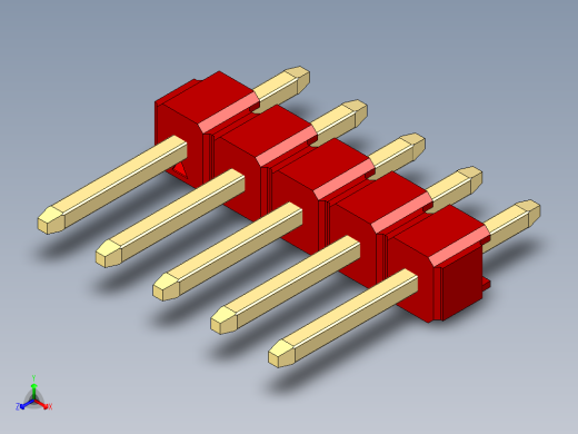彩色公头100mil（2.54mm）系列-DS1021_red_1x05p_100mil_Type1_rev1.0