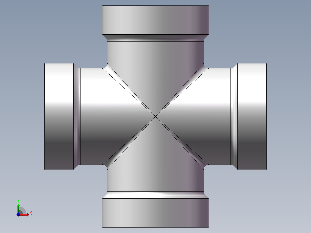 四通-等径内丝 DN10前视图