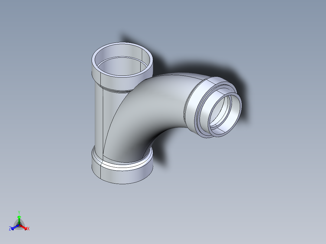 船舶管路系统S10_SeaDrainPLUS_LongTurnReducingTee-SxSxS_37E273035_4in Sea Drain Plus - Long Turn Reducing Tee - SxSxS主视图