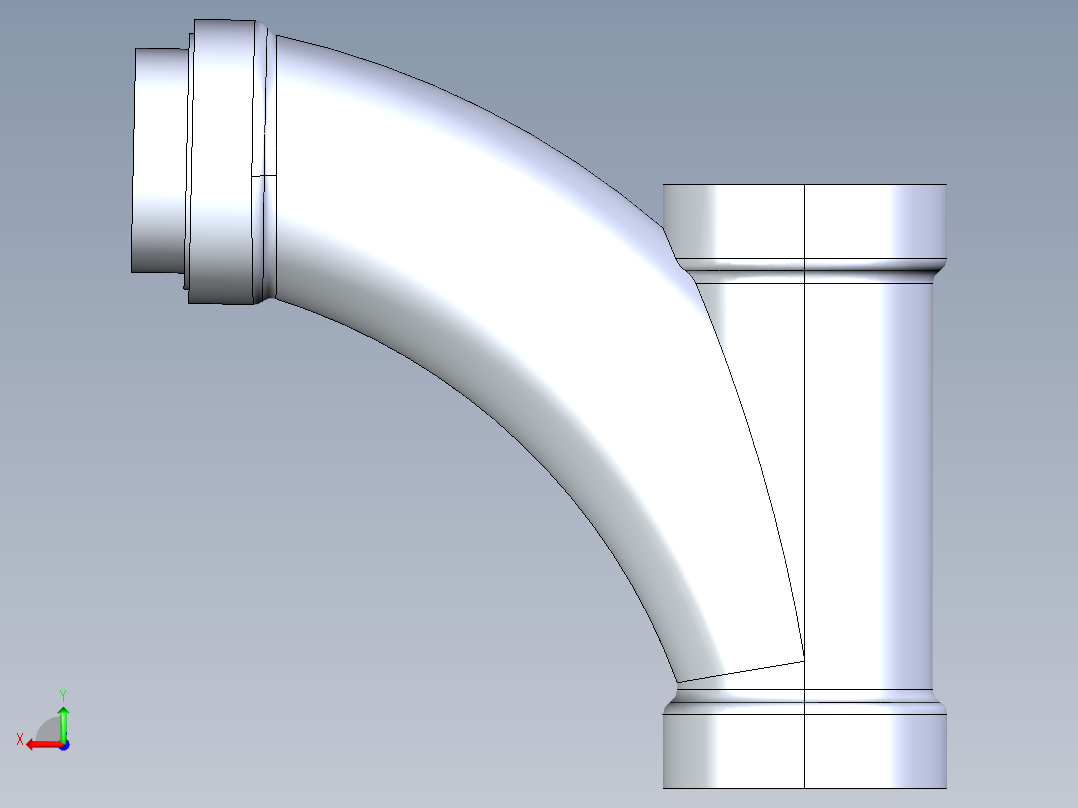 船舶管路系统S10_SeaDrainPLUS_LongTurnReducingTee-SxSxS_37E273035_4in Sea Drain Plus - Long Turn Reducing Tee - SxSxS后视图