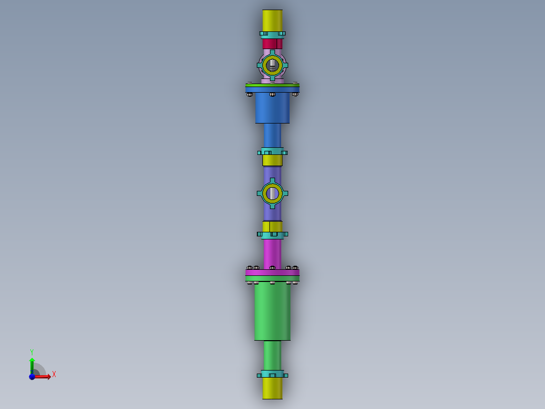 管道装配模型前视图