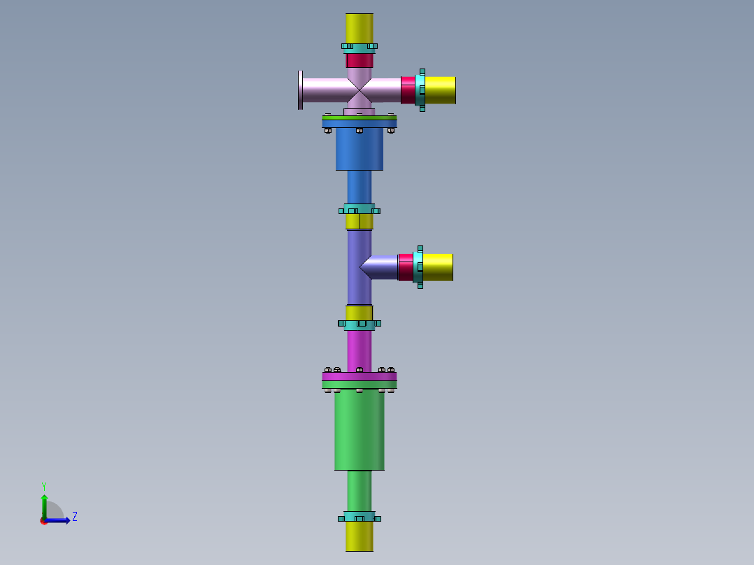管道装配模型左视图