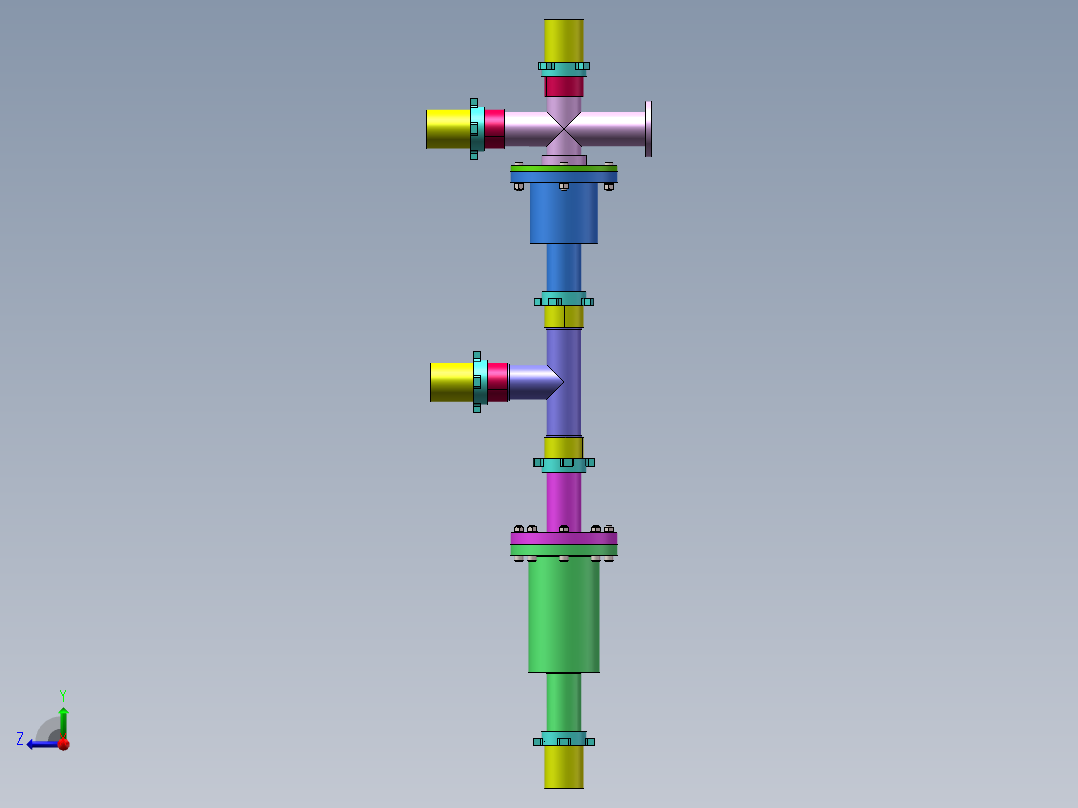 管道装配模型右视图
