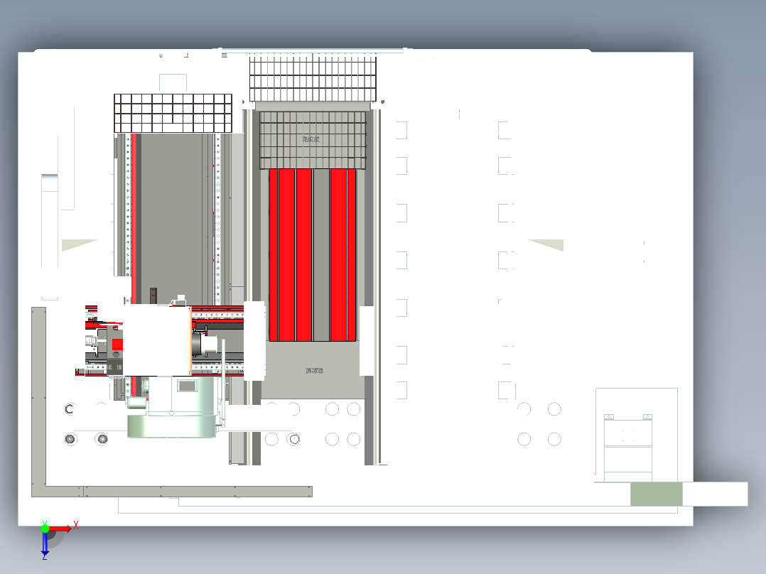 HDW2010双面镗铣床俯视图