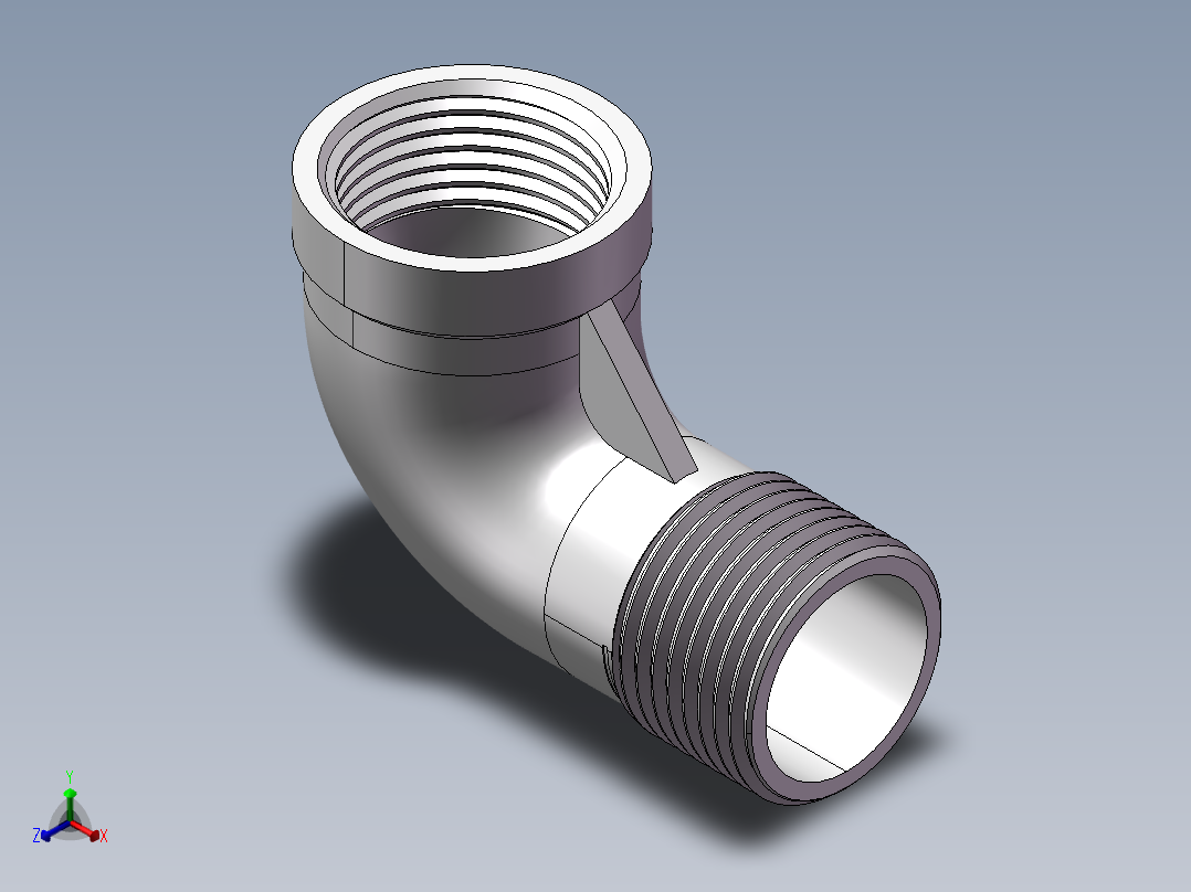 弯头-等径内外丝 DN20正等轴测图