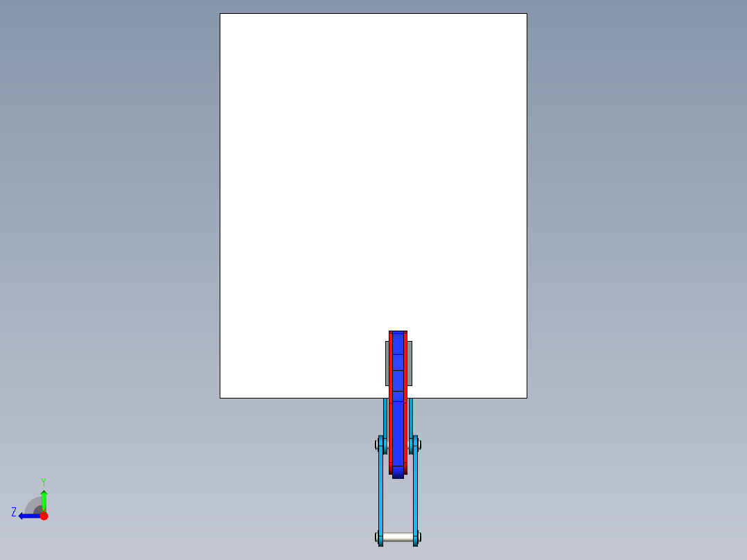 械夹具进行垂直金属板右视图