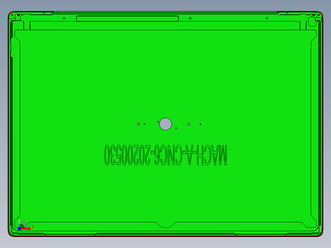 笔记本A壳全铣铣外形C角结构程序模型前视图