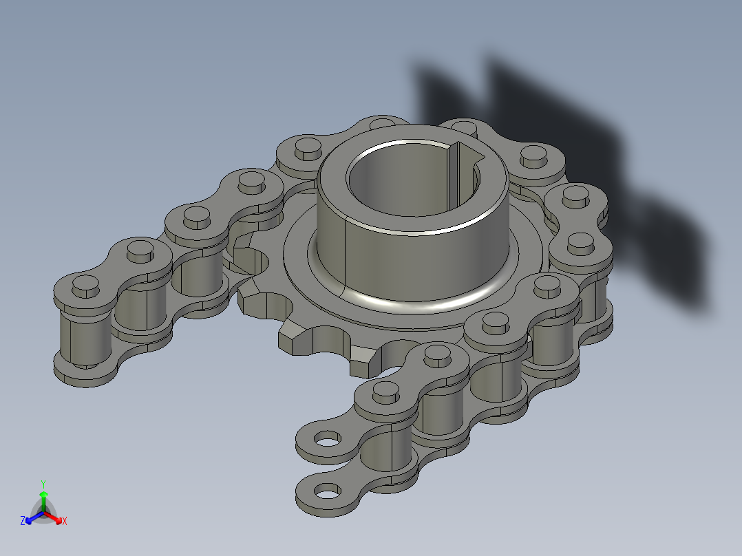 链加小齿轮+16B=链条链轮正等轴测图