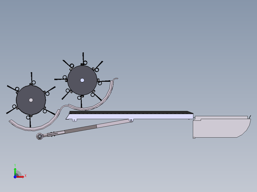 花生收获机内部结构前视图
