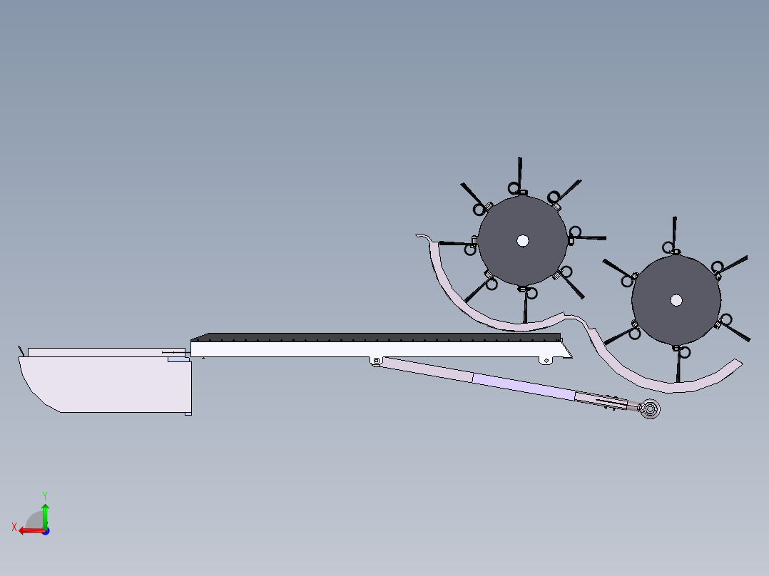花生收获机内部结构后视图