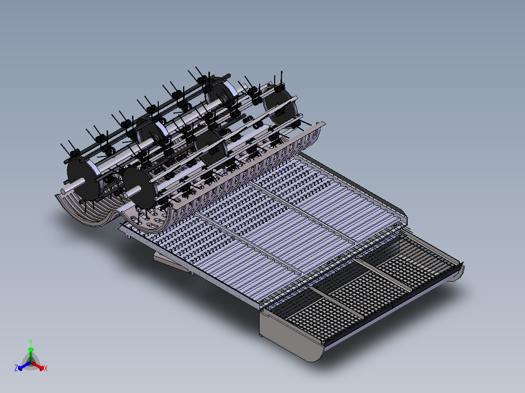 花生收获机内部结构正等轴测图