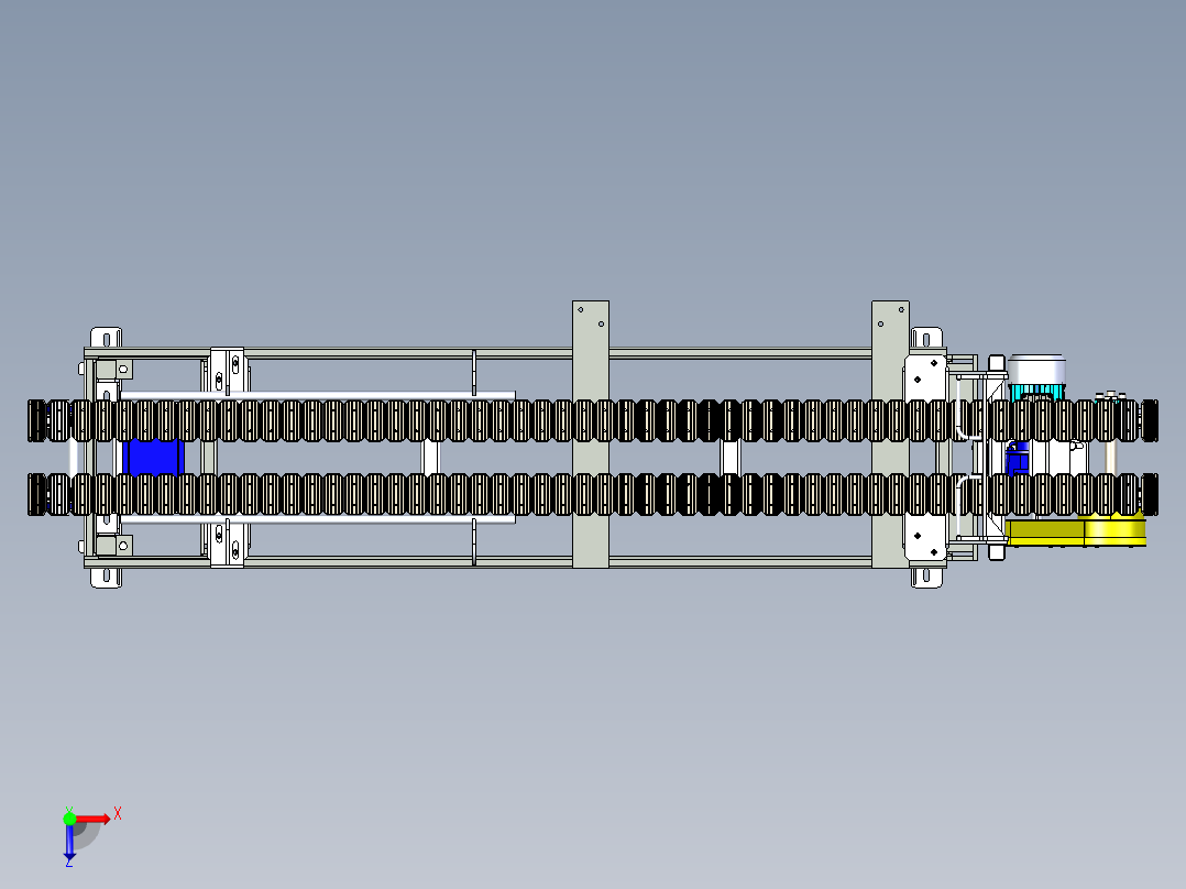 平板结构链传动输送机设备俯视图