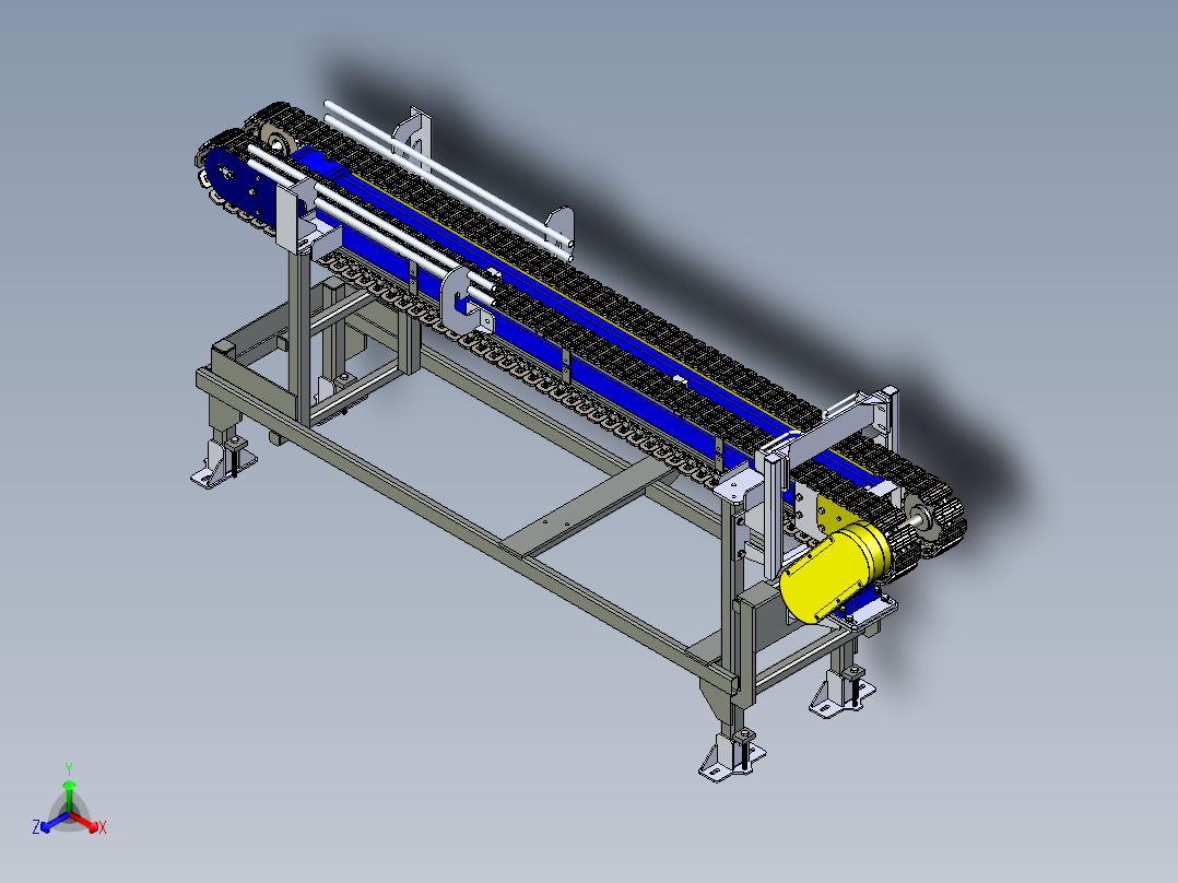 平板结构链传动输送机设备正等轴测图
