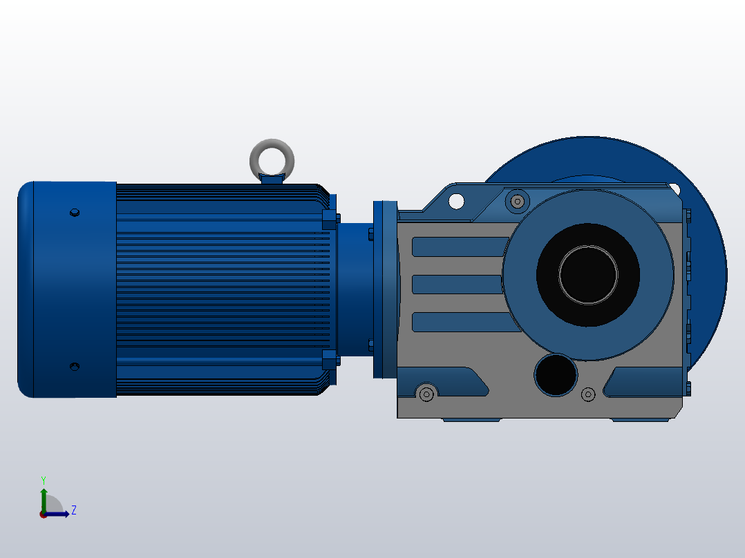 KAF57轴输入的螺旋锥齿轮减速机KAF57-Y1.5-4P-27.34-M1-0°-A左视图