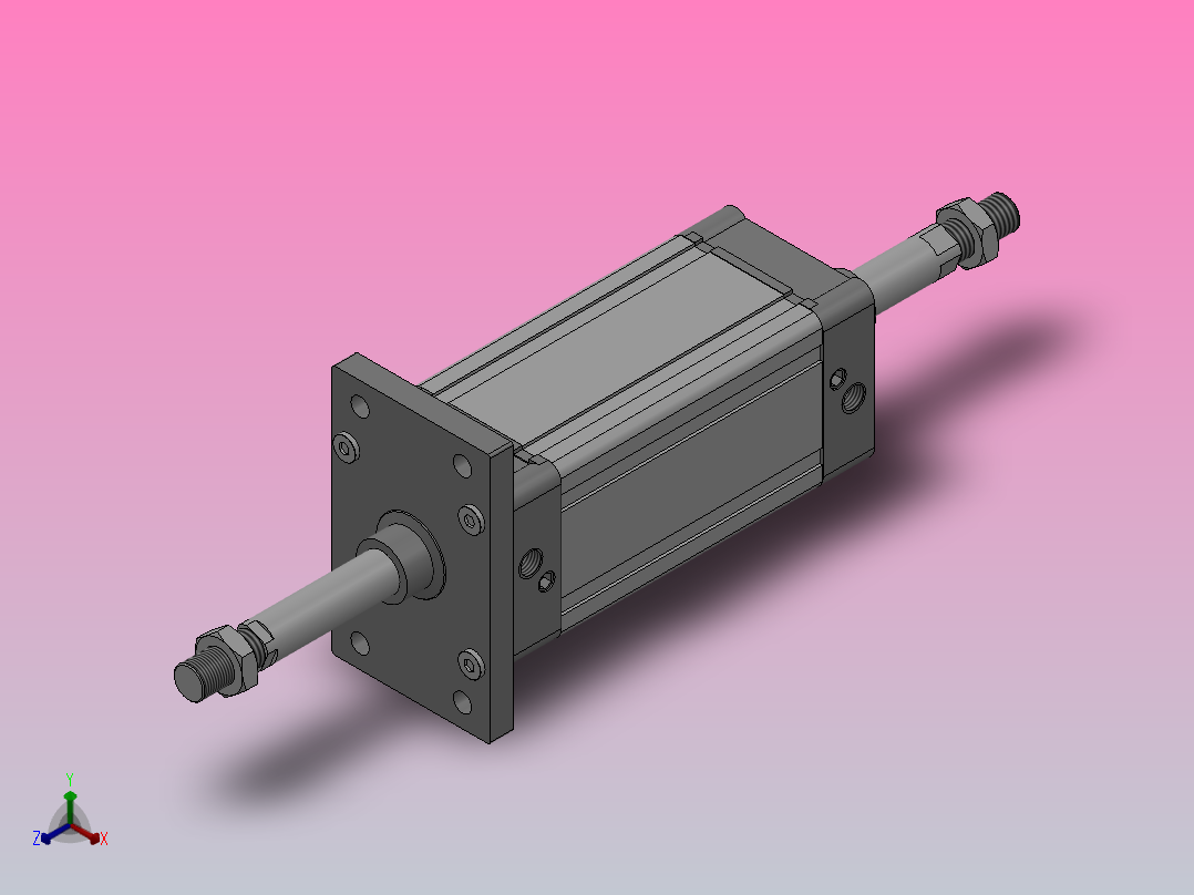 SED双轴复动型气缸SED 125×175-S正等轴测图