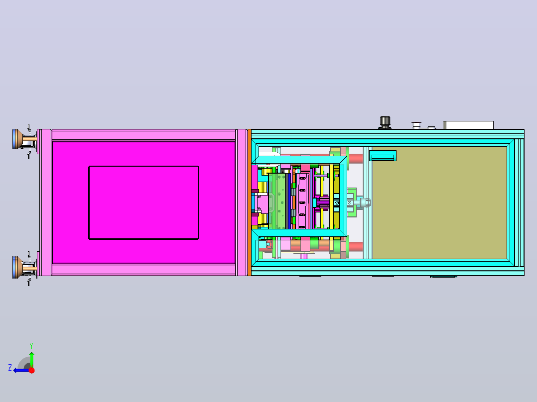 铝塑膜自动冲壳机设备3D图纸模型右视图