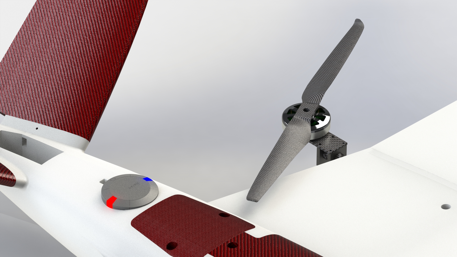 VTOL带倾转系统的垂直起降固定翼无人机3D图纸 Solidworks设计
