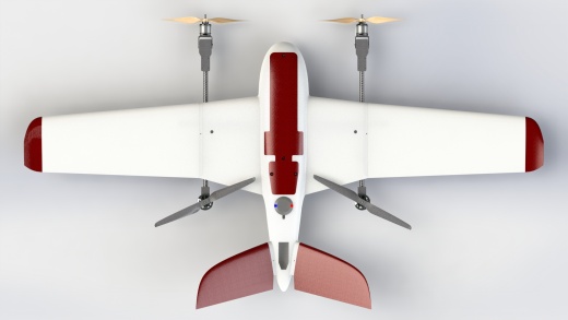 VTOL带倾转系统的垂直起降固定翼无人机3D图纸 Solidworks设计缩略图
