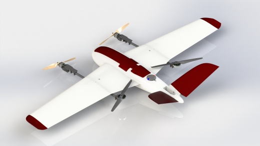 VTOL带倾转系统的垂直起降固定翼无人机3D图纸 Solidworks设计缩略图
