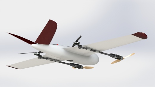 VTOL带倾转系统的垂直起降固定翼无人机3D图纸 Solidworks设计缩略图