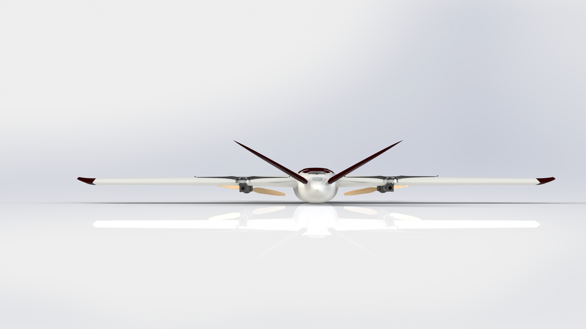 VTOL带倾转系统的垂直起降固定翼无人机3D图纸 Solidworks设计