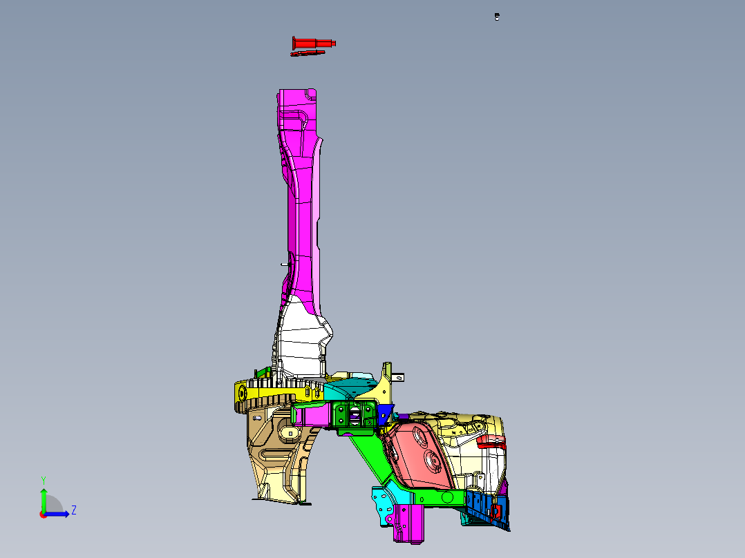 左前纵梁总成(含轮罩)左视图