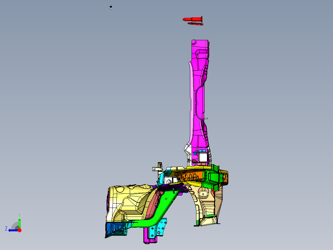 左前纵梁总成(含轮罩)右视图