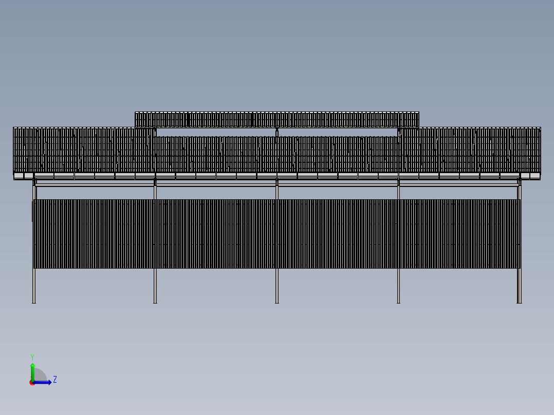 牛栏牛棚钢架屋（sw2016含所有特征左视图