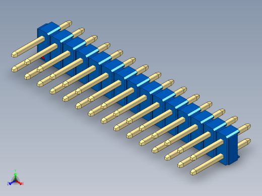 彩色公头100mil（2.54mm）系列-DS1021_blue_2x15p_100mil_Type1_rev1.0正等轴测缩略图