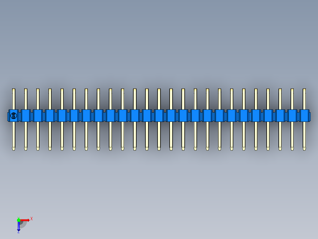 彩色公排针 100mil 2.54mm 系列-DS1022_blue_2x25p_100mil_TypeD_rev1.0俯视图