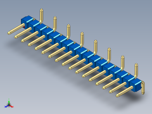 彩色公排针 100mil 2.54mm 系列-DS1022_blue_17p_100mil_Type_SMT_R2_rev1.0正等轴测缩略图
