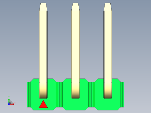 彩色公排针 100mil 2.54mm 系列-DS1022_green_03p_100mil_TypeU_rev1.0前视缩略图