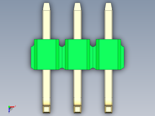 彩色公排针 100mil 2.54mm 系列-DS1022_green_03p_100mil_TypeU_rev1.0俯视缩略图