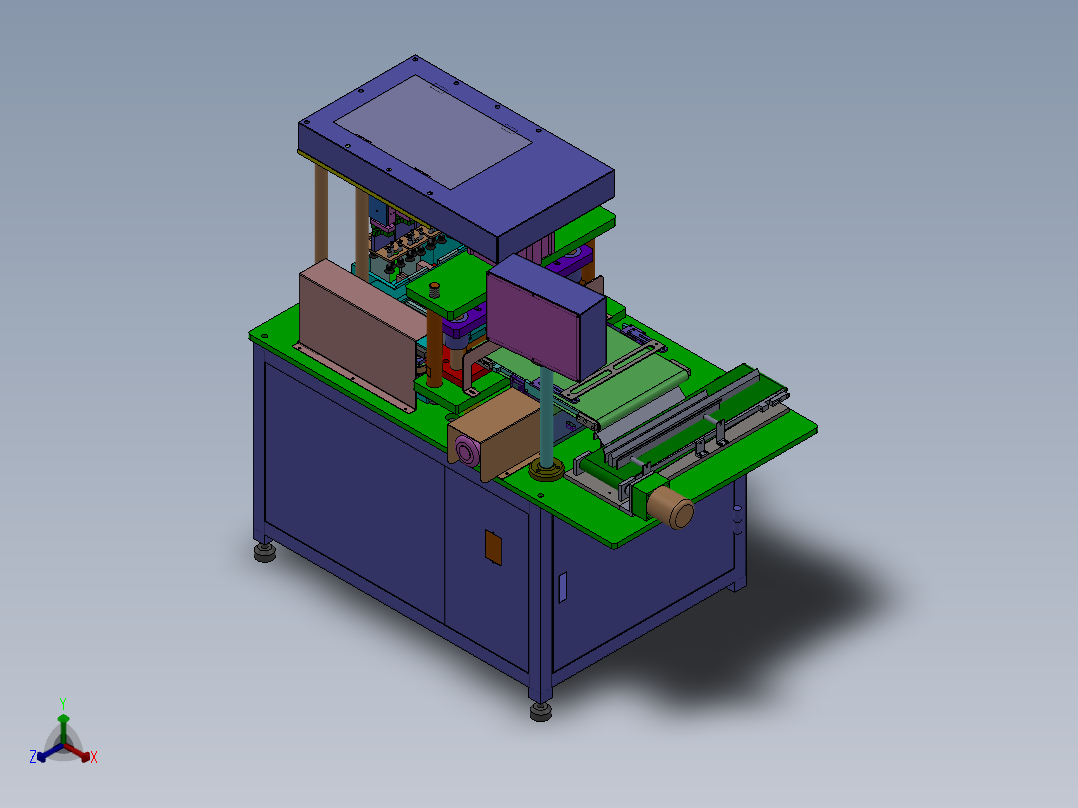 柱形电池极片裁切机分切机3D模型正等轴测图