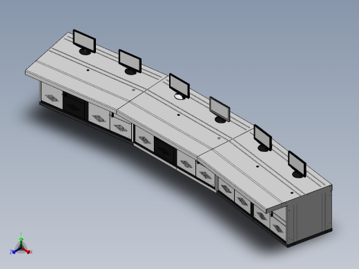六工位带角度平面操作台正等轴测缩略图