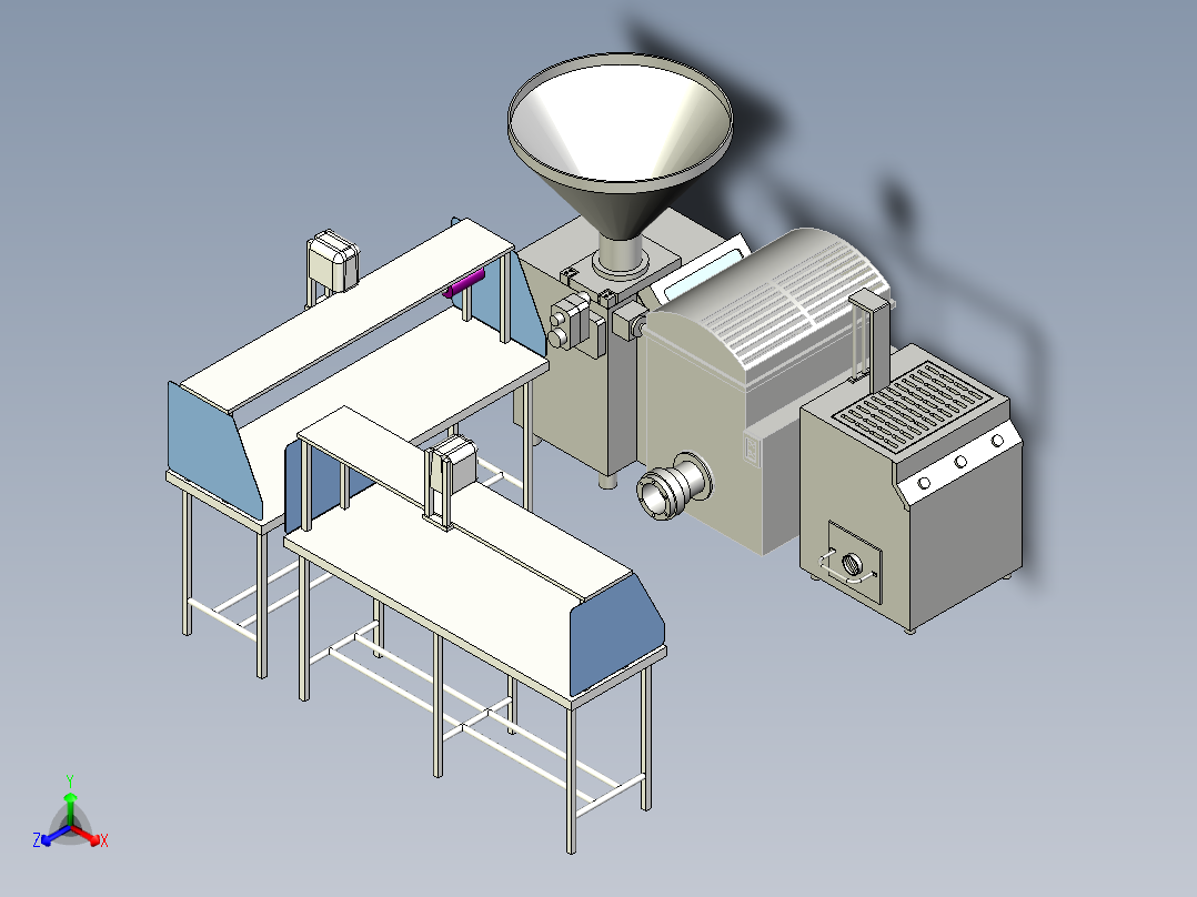 香肠生产设备设计模型正等轴测图
