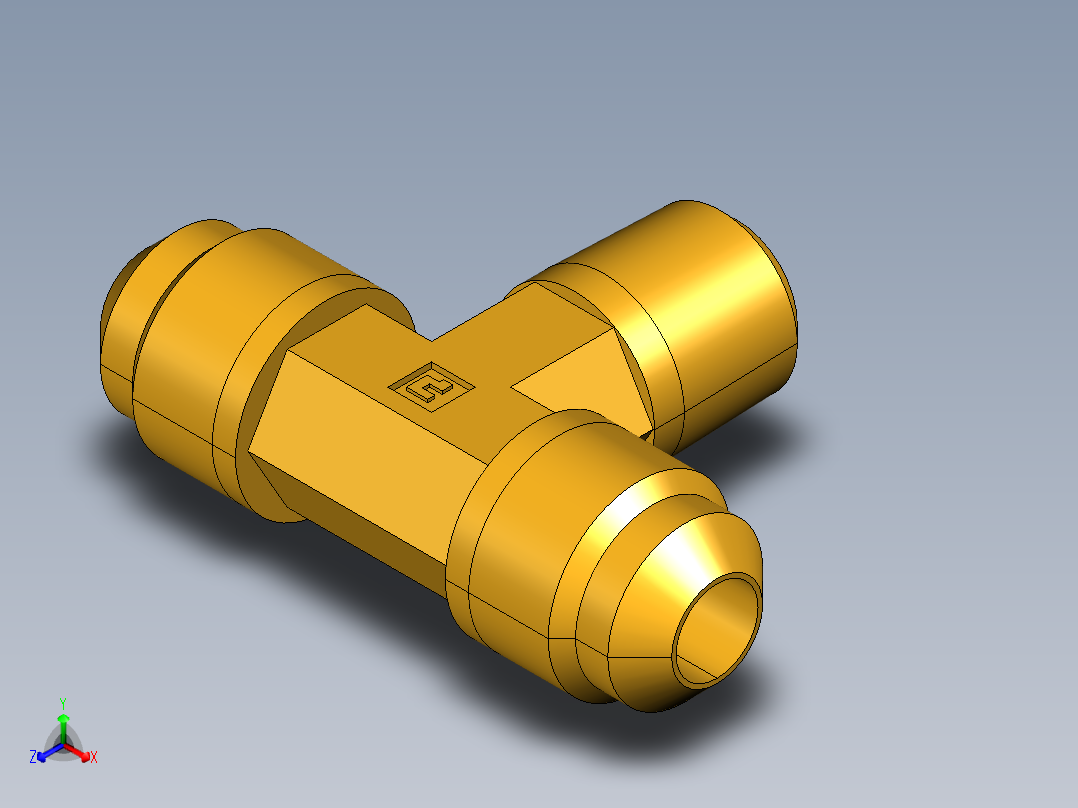 扩口式工业通用硬管接头Male Branch Tee 145F-6-4正等轴测图