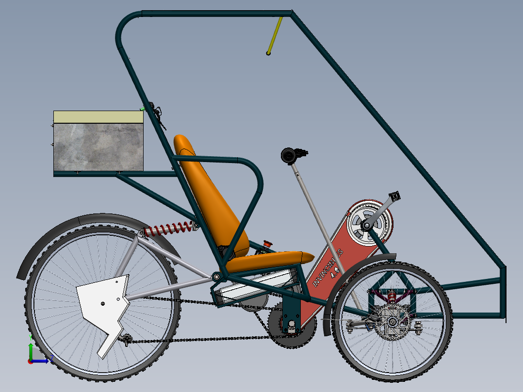 混合动力三轮车--sw（只有装配图，仅做浏览）左视图