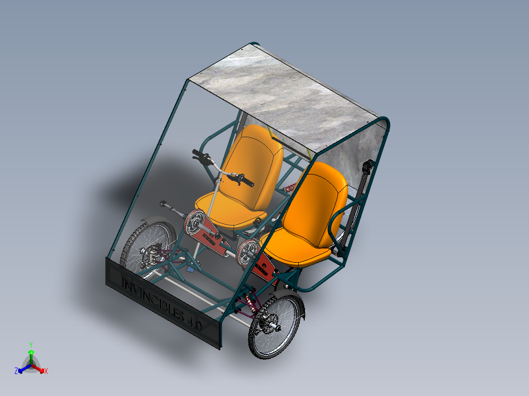 混合动力三轮车--sw（只有装配图，仅做浏览）正等轴测图