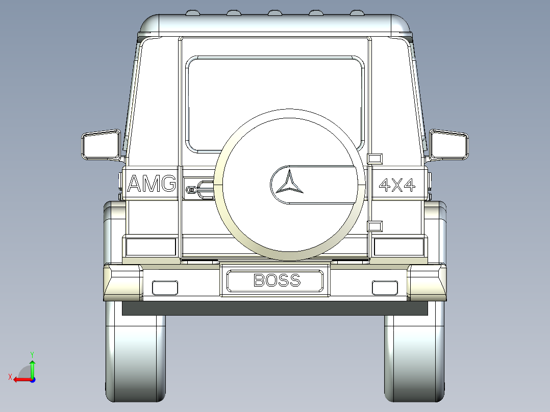 G CLASS WAGON越野车模型3D图纸 IGS格式后视图