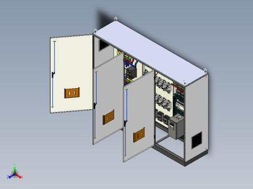 三柜组装双电源CDQ1S刀开关630A软启动plc控制柜 55909