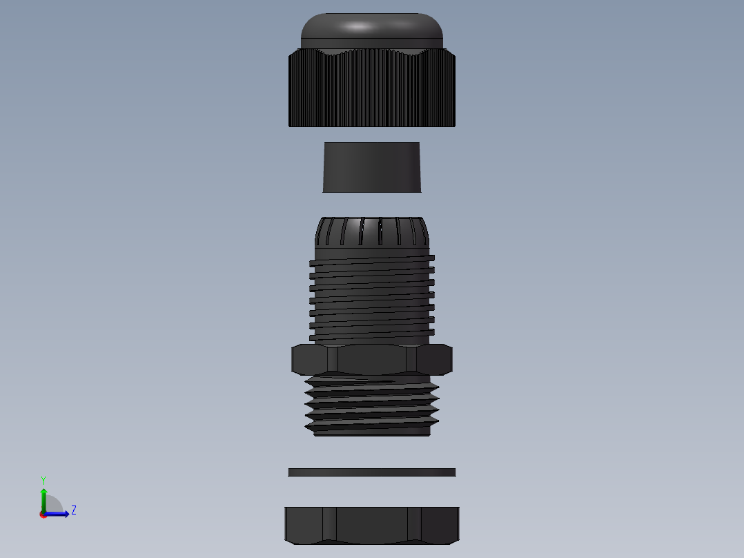 4分增安防爆尼龙电缆接头左视图