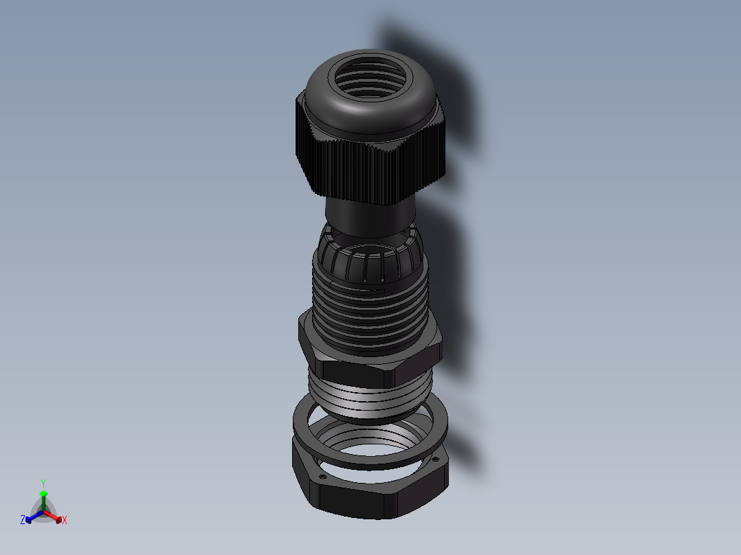 4分增安防爆尼龙电缆接头正等轴测图