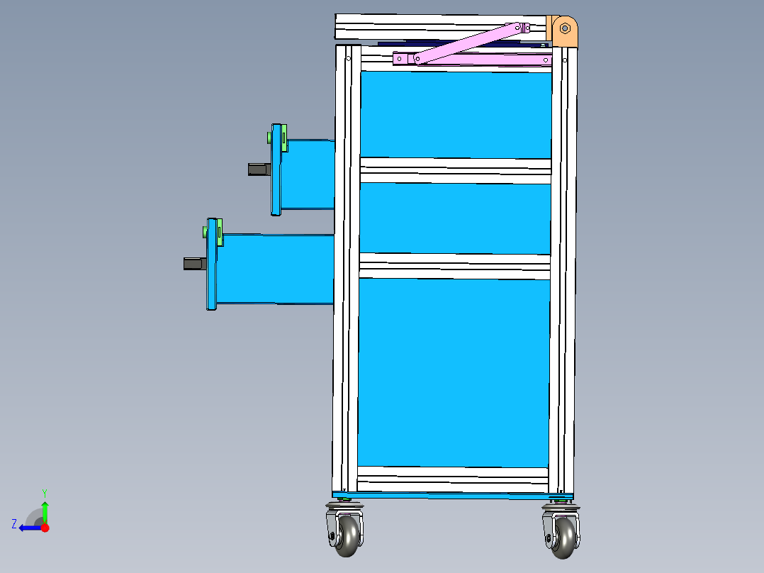 多功能储存工具车右视图