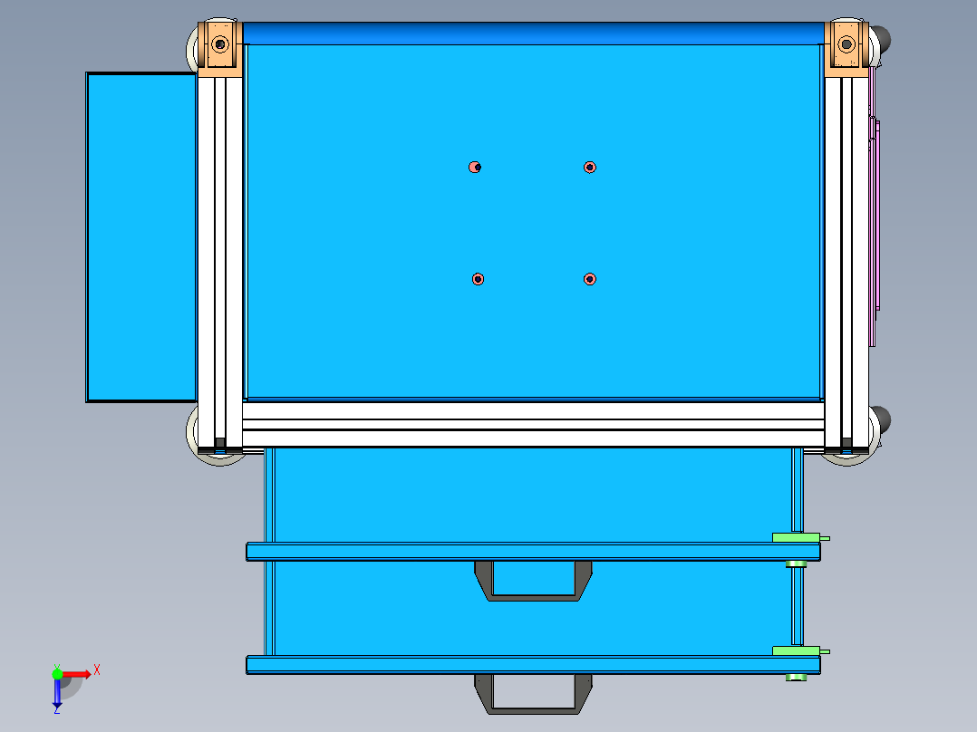 多功能储存工具车俯视图