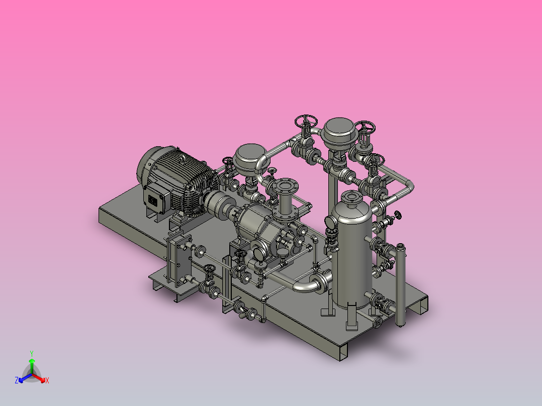 气体压缩机用于废水处理厂主视图