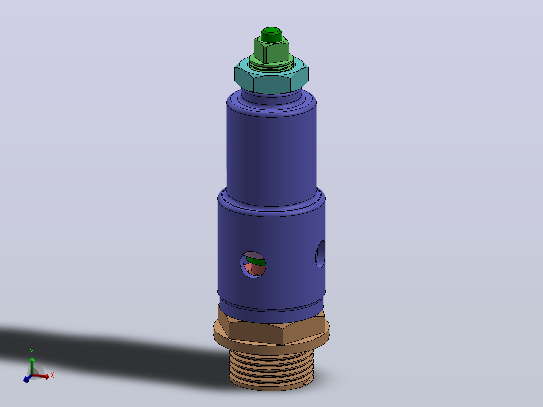 安全阀结构3D图纸 Solidworks设计主视图